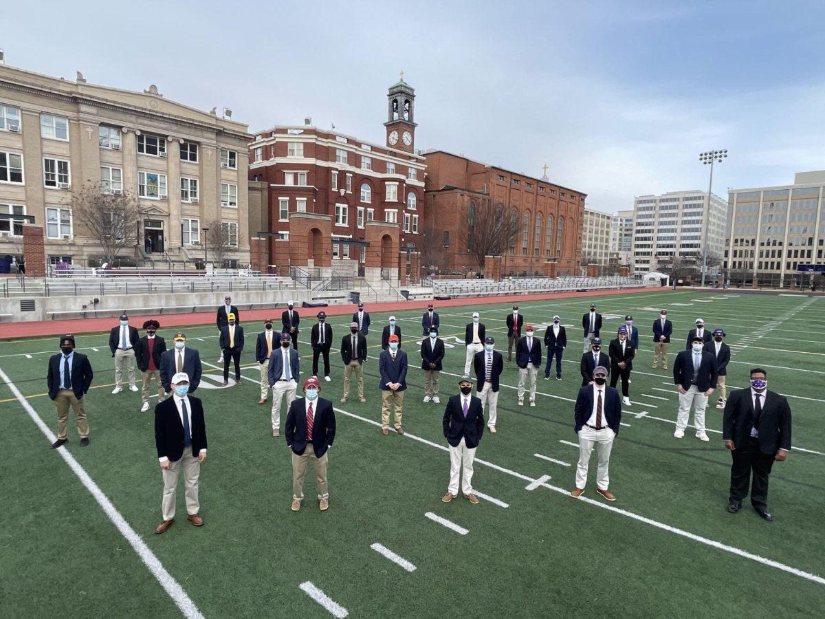 All the signees together on the field at the SIgning Day Ceremony.