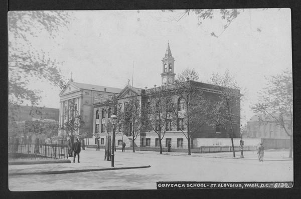 A photo of Gonzaga School, now Cantwell Hall and Saint Al's Church (Photo by Willard R. Ross)