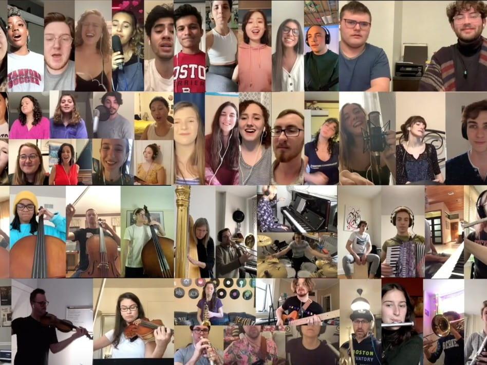 Members of the Berklee College of Music come together to sing a song that promotes love and kindness. 