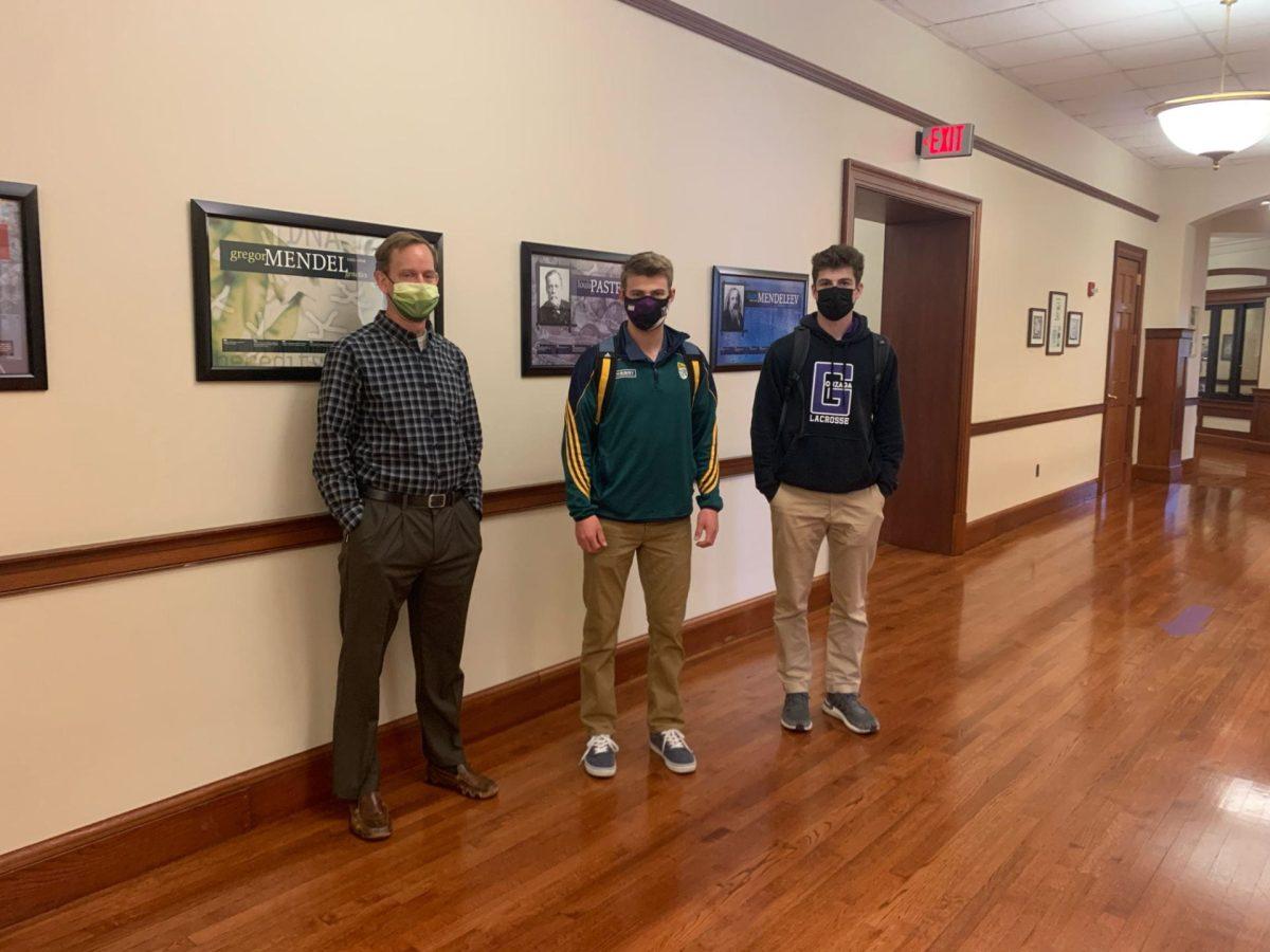 Eagles for the Environment founders Reid Norton, Charlie Neill, and Mr. John Ausema pose for a photo. Photo from Reid Norton. 