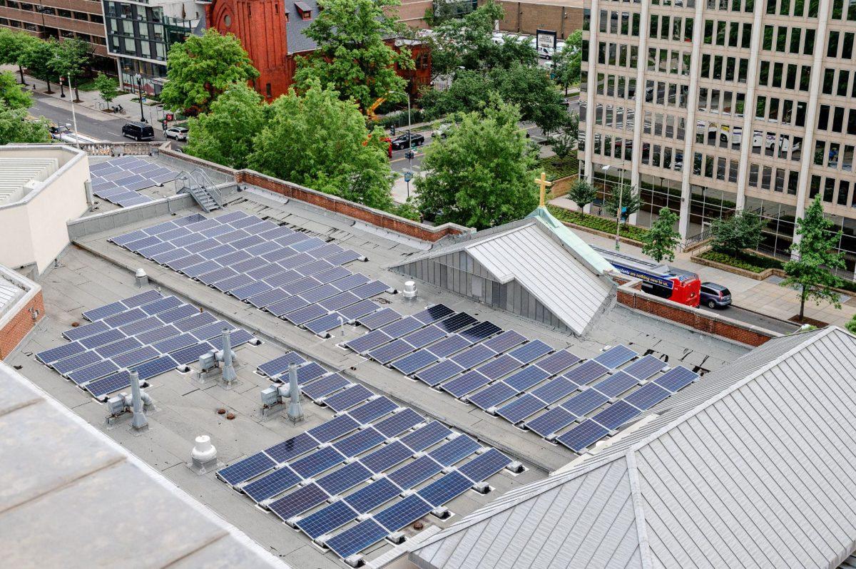 Last year, Gonzaga added solar panels to the top of Cantwell-Reusch. (Photo by Mrs. Teresa Jackson)