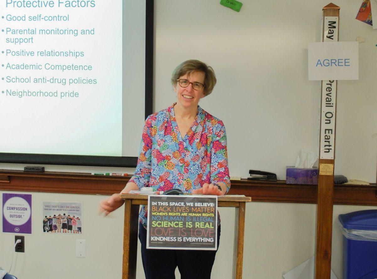 Ms. Katherine "Katie" Murphy is known for pushing and challenging. her students in their understanding of social justice. Photo by Mason Dougherty/ Photo II student