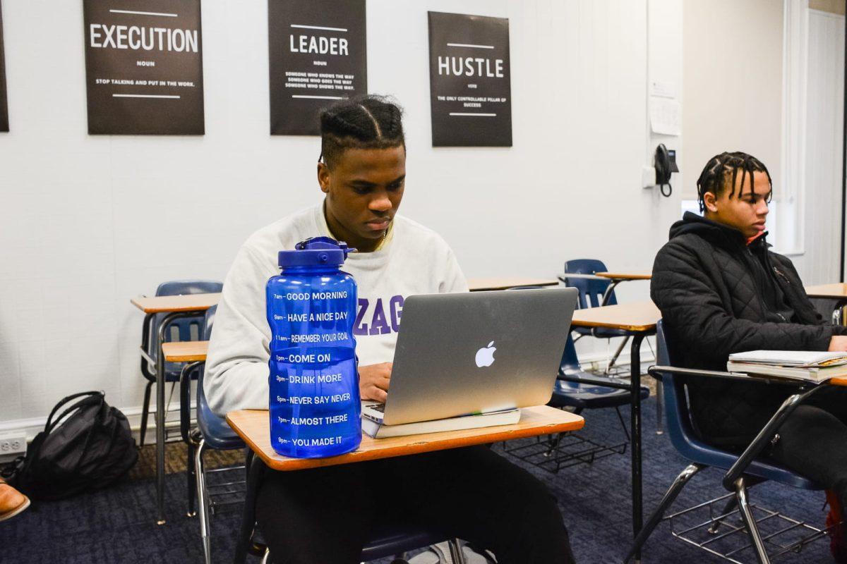 Senior Ajani Bond values his water intake and is often seen with his large water bottle, which helps him keep his water goals each day.