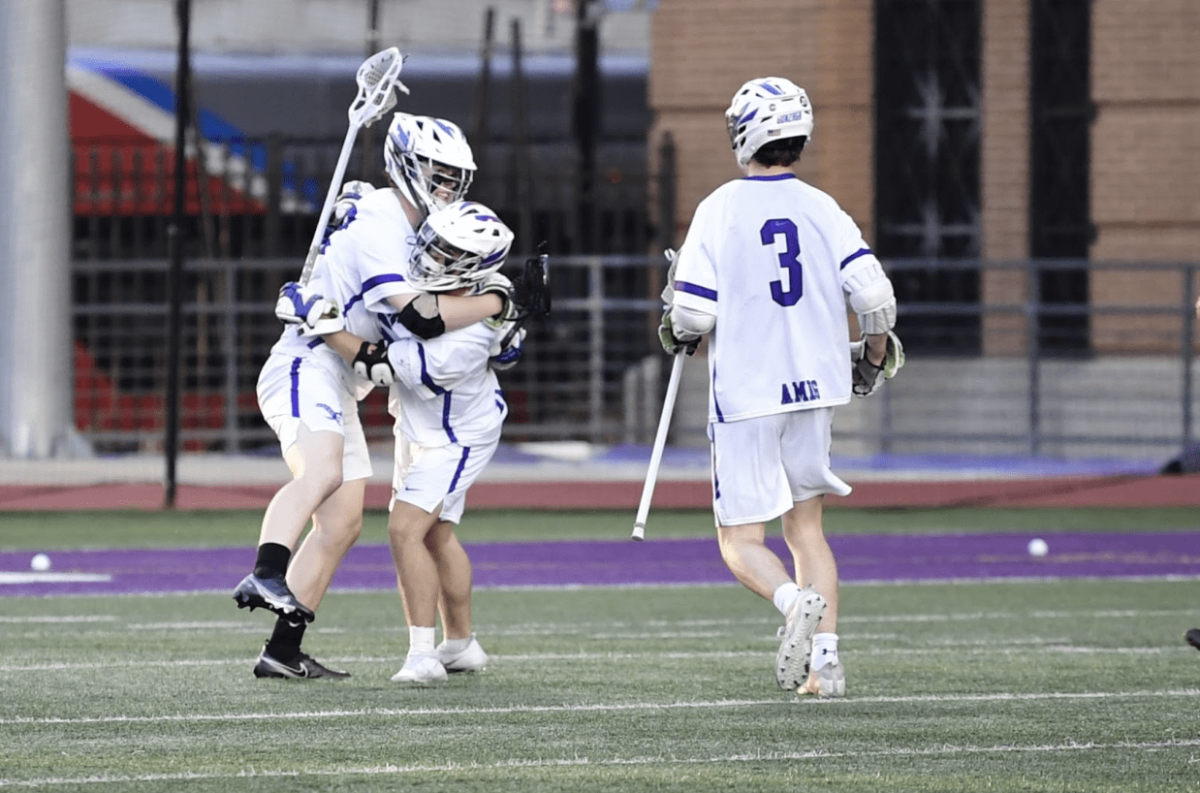 Junior Johnny Gardiner, junior Will Raymond and sophomore Gaetano Cicotello celebrate after scoring a goal. Photo from Gonzaga Flickr