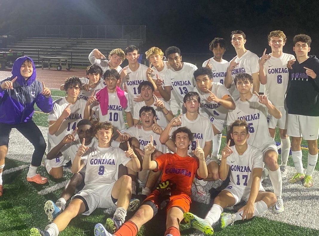 The soccer team after our win vs. Good Counsel to clinch the #1 seed for the WCAC playoffs. Photo taken by Mr. Devon Leary