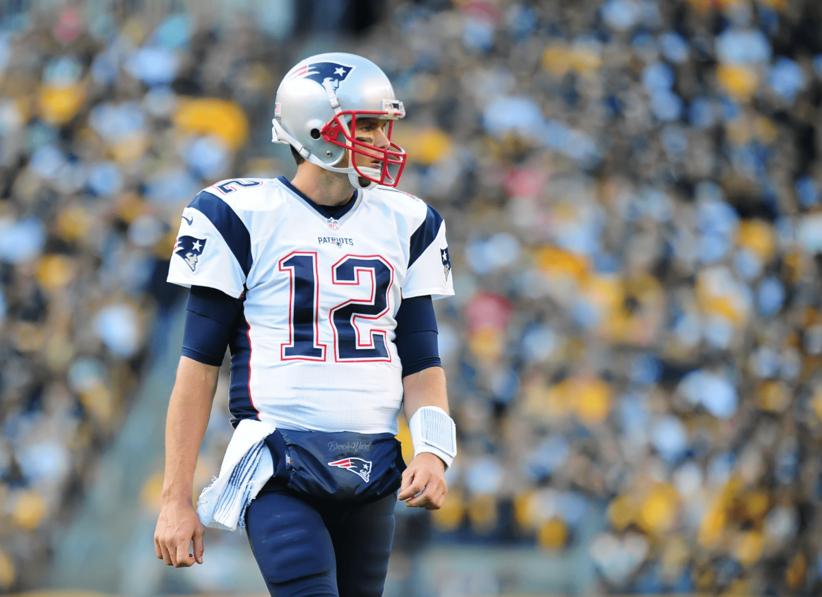 Tom Brady in the early part of his career with New England. Photo by Brook Ward. Creative Commons licensed. https://www.flickr.com/photos/brookward/50920002592 