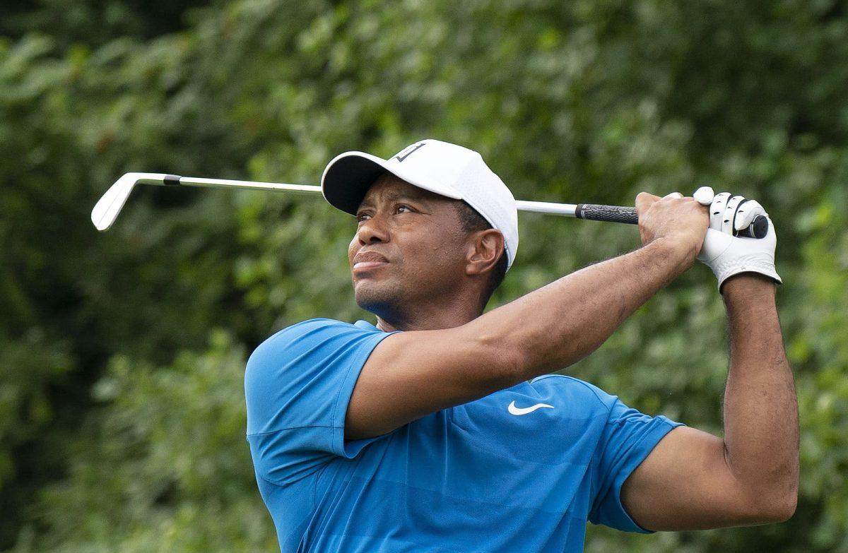 Woods poses after a shot. Used with creative commons license. https://commons.wikimedia.org/wiki/File:Tiger_Woods_%2842998180042%29.jpg 