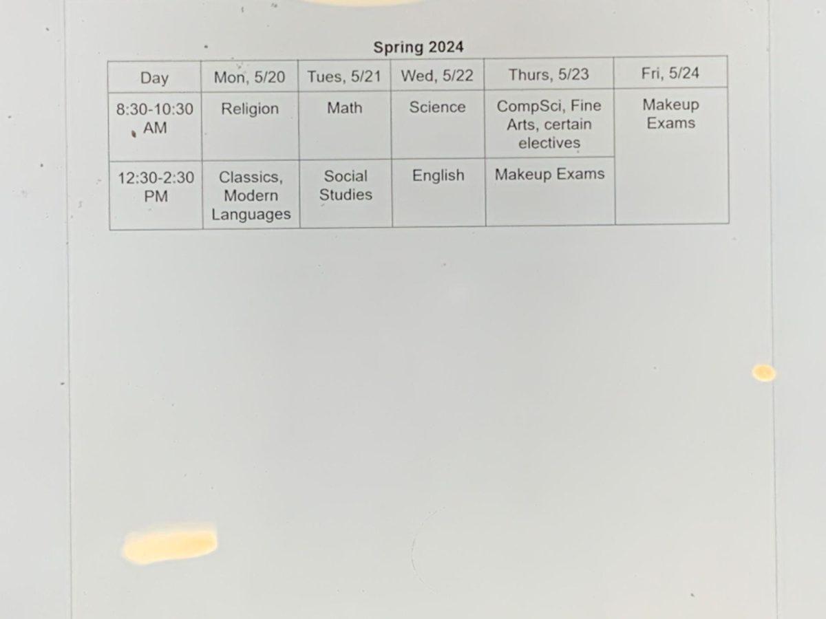 2024 Spring Exam schedule 