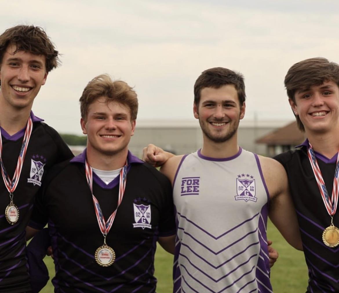 This is a photo of a few of my teammates and me at the High School Rugby National Championship. 